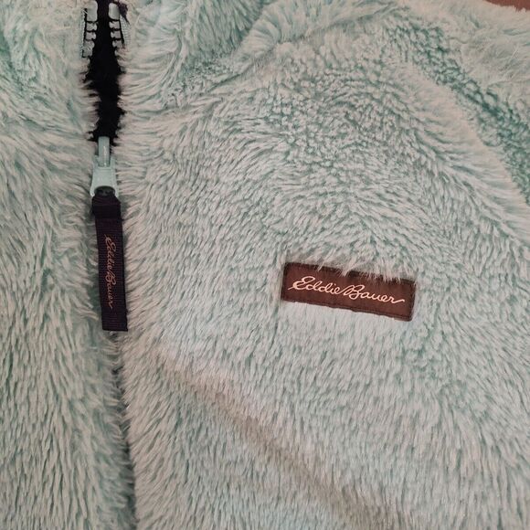 Eddie Bauer Puffer Coat Large (Size 14/16) Girls Reversible Blue Teal Logo *read - Picture 3 of 9